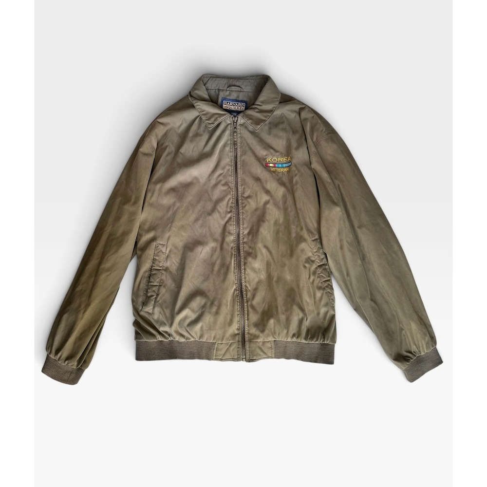 Vintage Harvard Square Korea Veteran Embroidered Bomber Jacket Men's XL